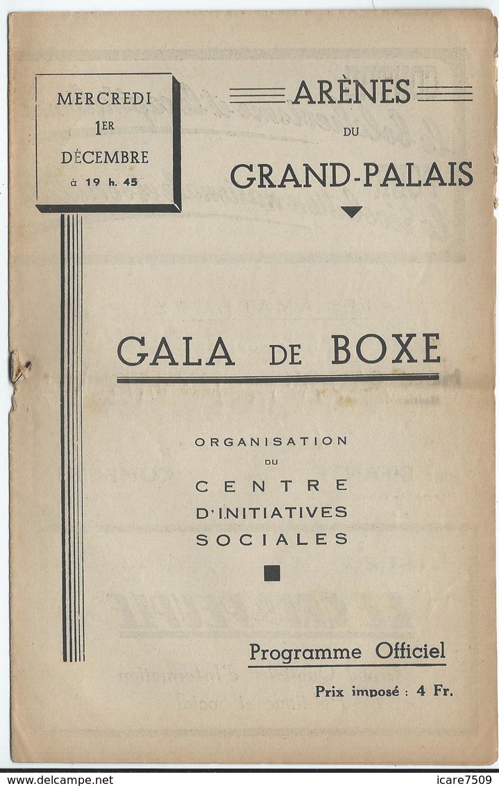 PARIS - Arènes Du Grand-Palais - Gala De Boxe Du 1er Décembre 1942 - 8 Pages - Pub De Propagande Vichyste - Programmes