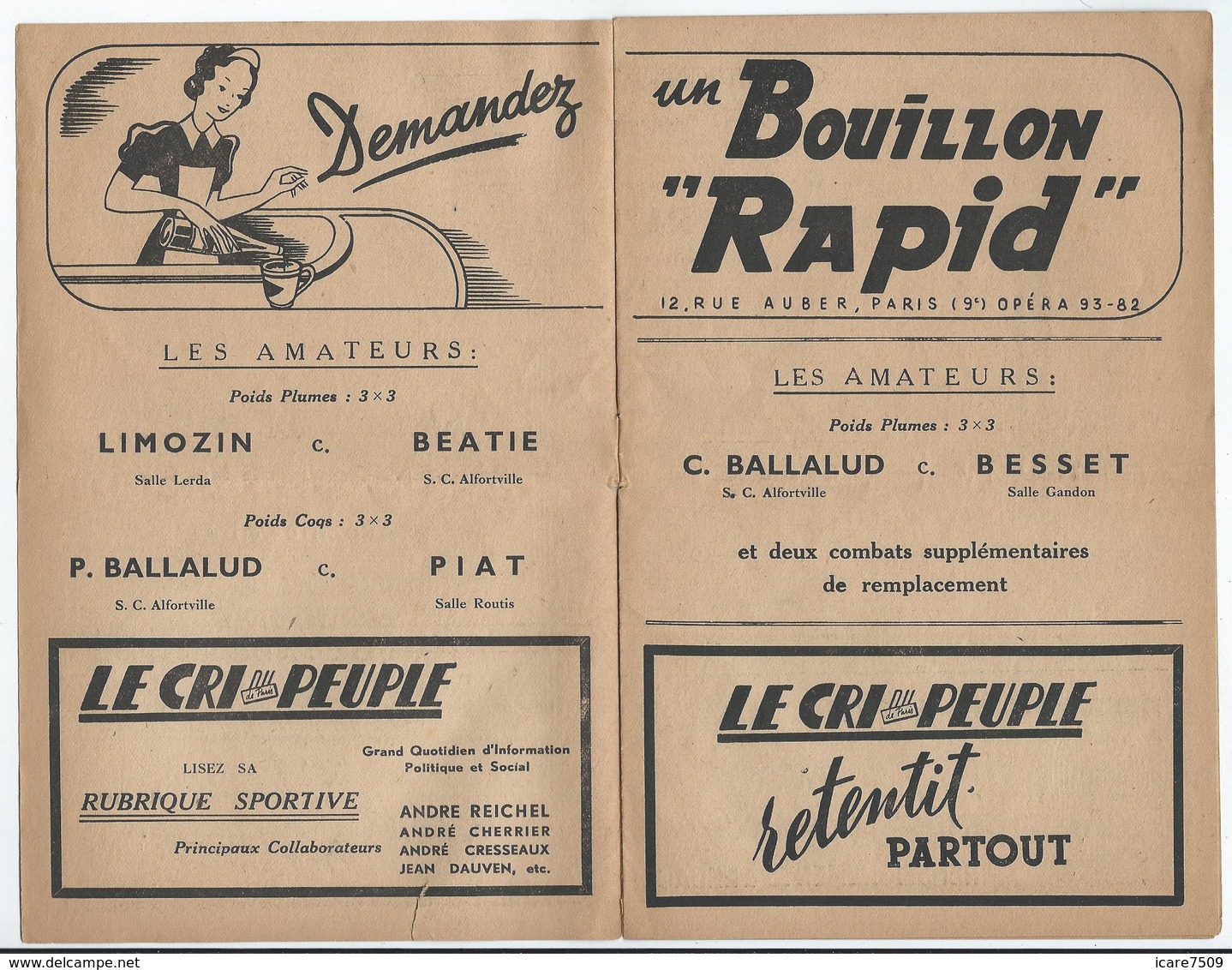 PARIS - Arènes Du Grand-Palais - Gala De Boxe Du 5 Janvier 1944 - 8 Pages - Pub De Propagande Vichyste (Légion Des Volon - Programs
