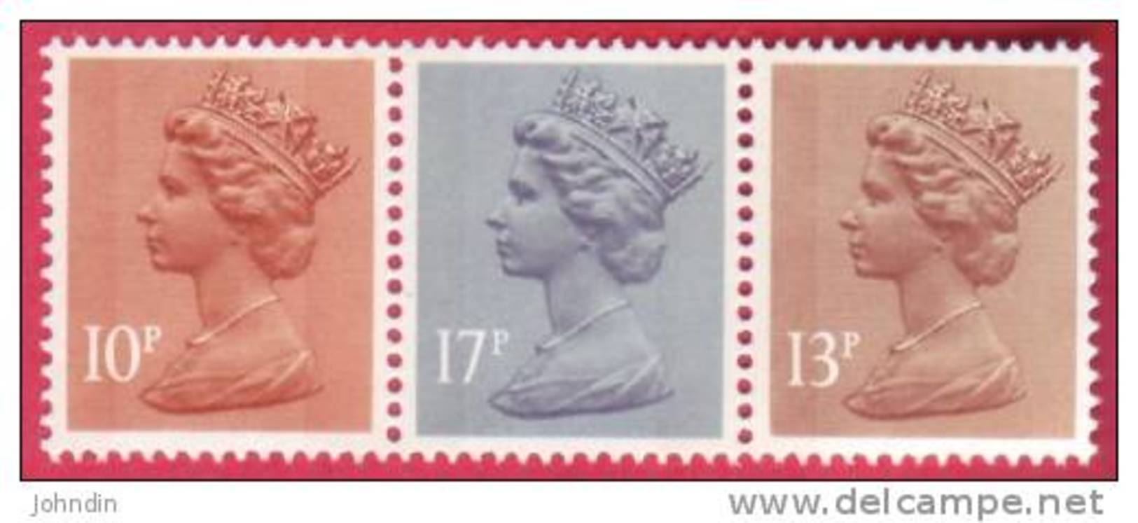 1984 GB 10p Machin Type 2 SG X886b, 17p 2 Band SG X909 And 13p Left Band SG X901Ea In Strip Of 3 CV £22.00 Plus - UM/MNH - Machins