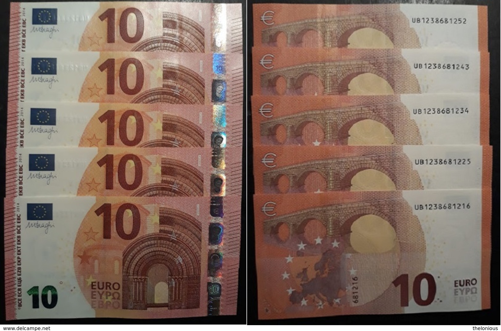 # 10 EURO X 5 - UB12386812.. - U007C2 - Firma DRAGHI - DA COLLEZIONE NUOVE DA MAZZETTA - 10 Euro