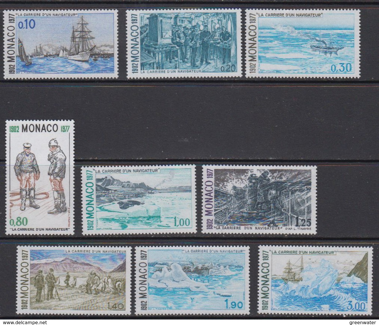 Monaco 1977 Carriière D'un Navigateur 9v ** Mnh (41507) - Unused Stamps