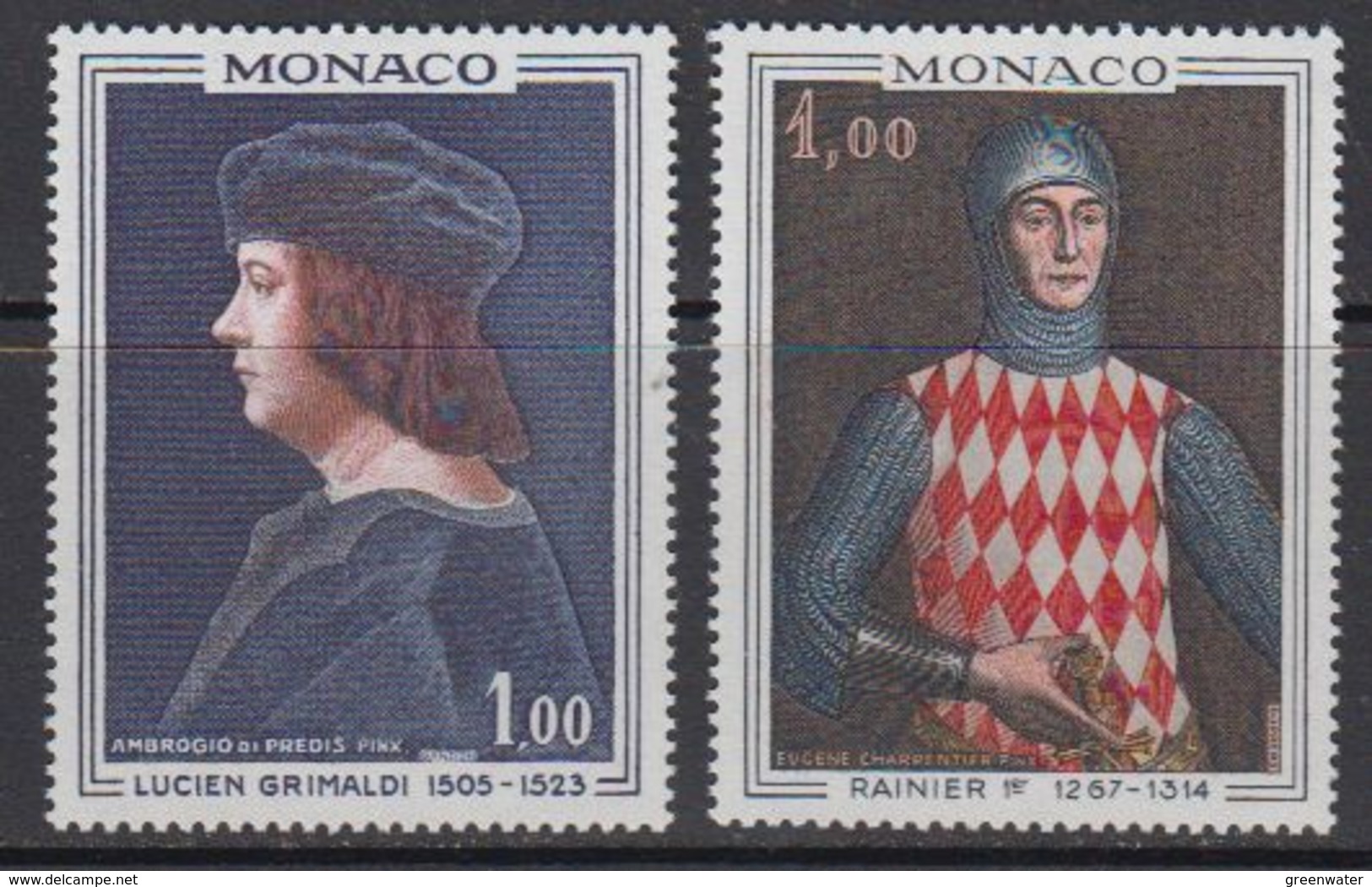 Monaco 1967 Paintings Lucien Grimaldi & Rainier I 2v ** Mnh (41507C) - Ongebruikt