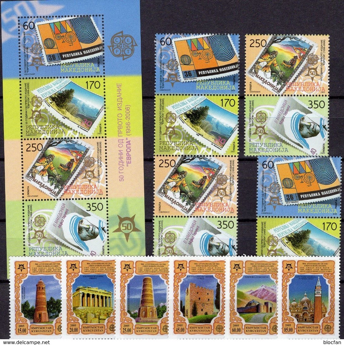 Akropolis Kirgistan 449/4+MAZEDONIEN 370/3 ZD,Block 13 ** 162€ Stamp On Stamps Blocs Ss Sheets M/s Bf 50 Years CEPT - Islam
