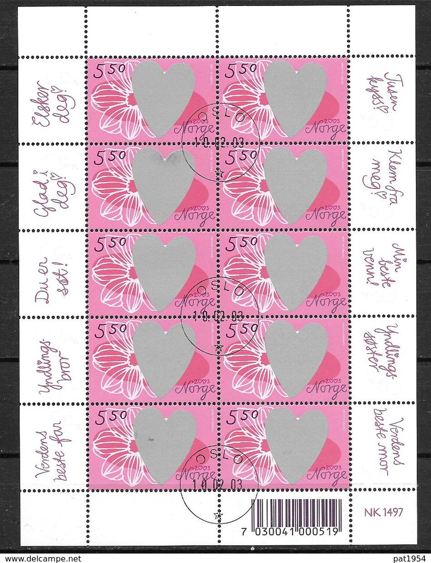 Norvège 2003 Bloc Feuillet Du N°1404 Oblitéré, Saint Valentin - Used Stamps