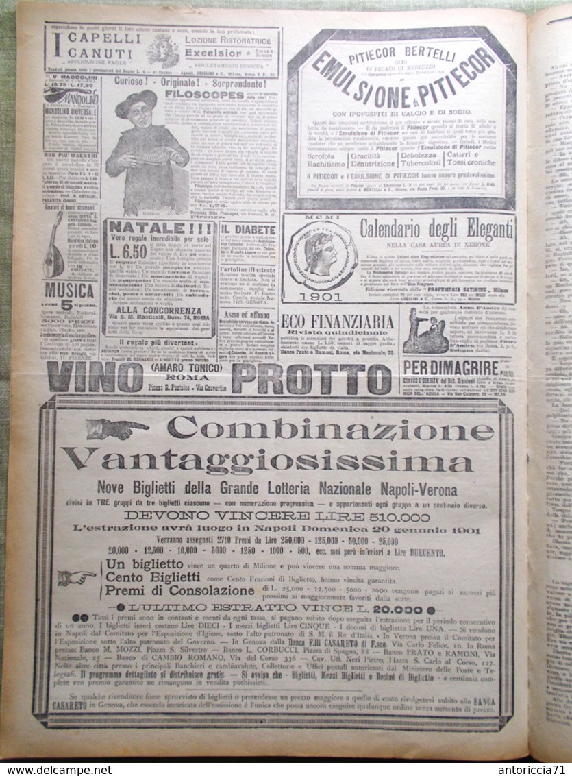 La Tribuna Illustrata 16 Dicembre 1900 Pellegrini Papa Piena Tevere Fiano Romano - Autres & Non Classés