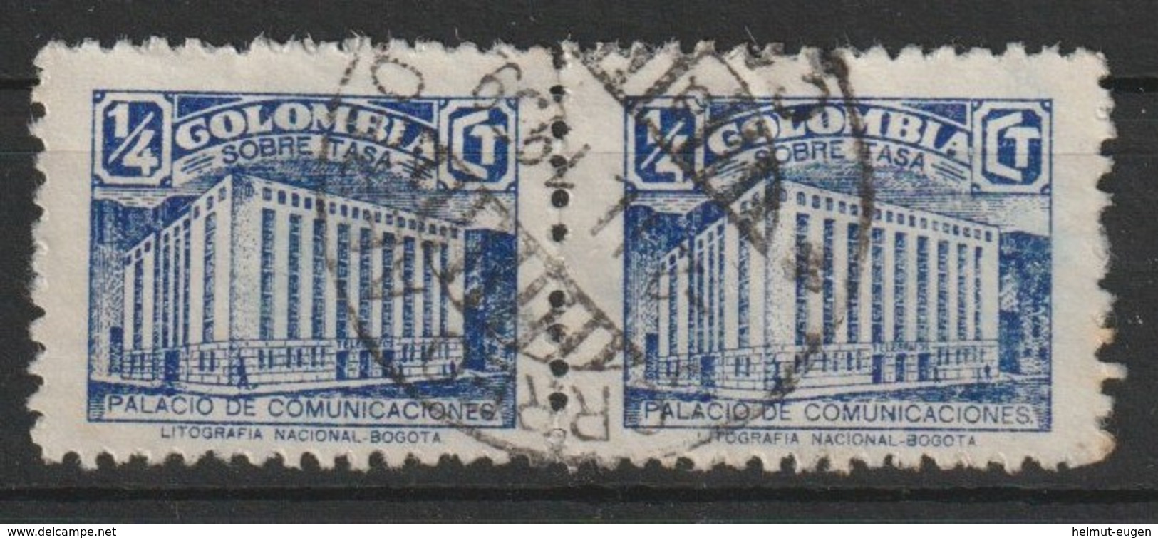 MiNr. 3 Kolumbien, Zwangszuschlagsmarken 1939, 15. Jan. Errichtung Des Neuen Postgebäudes. - Kolumbien