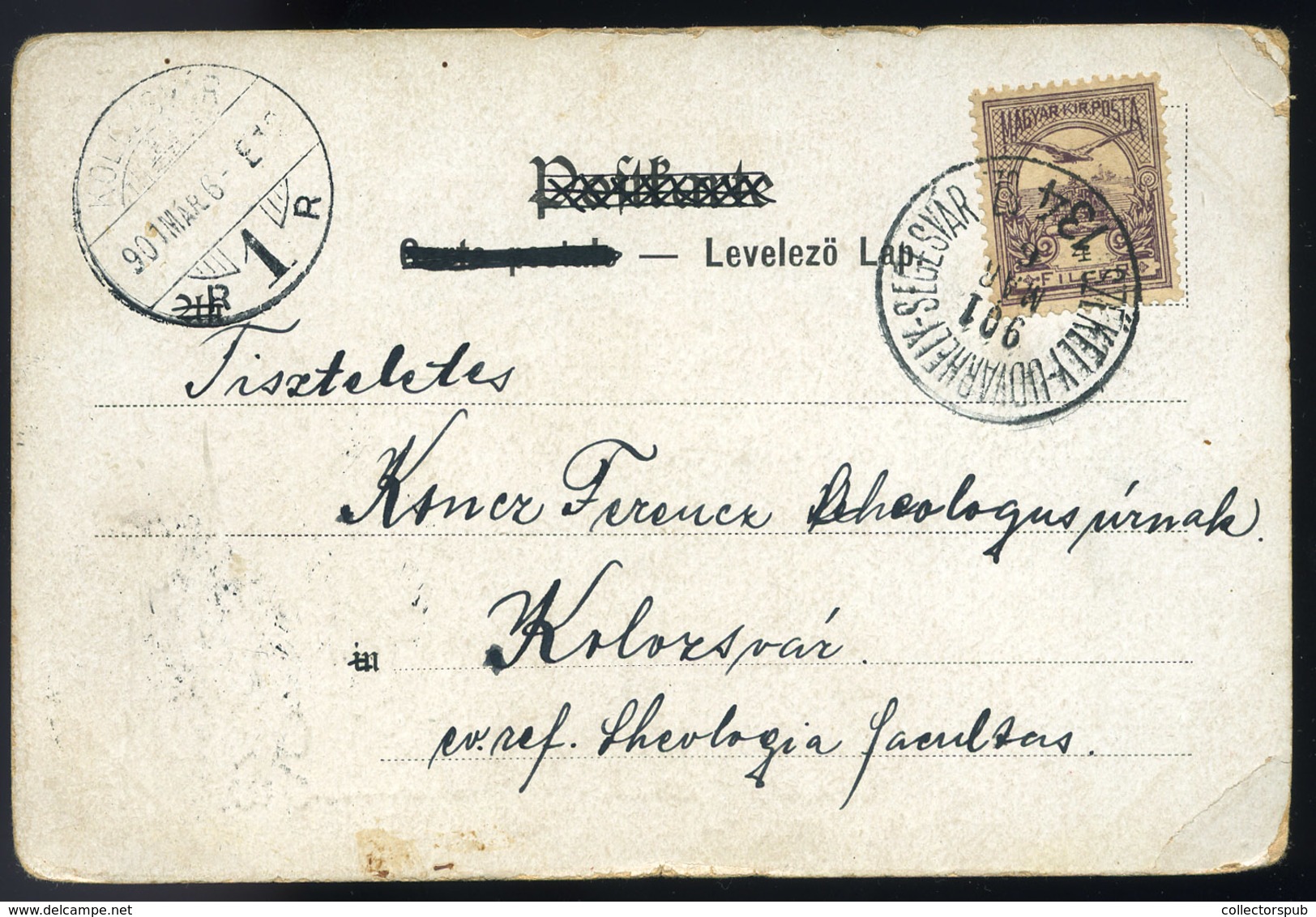 1901. Képeslap Székelyudvarhely-Segesvár Mozgóposta Bélyegzéssel - Oblitérés