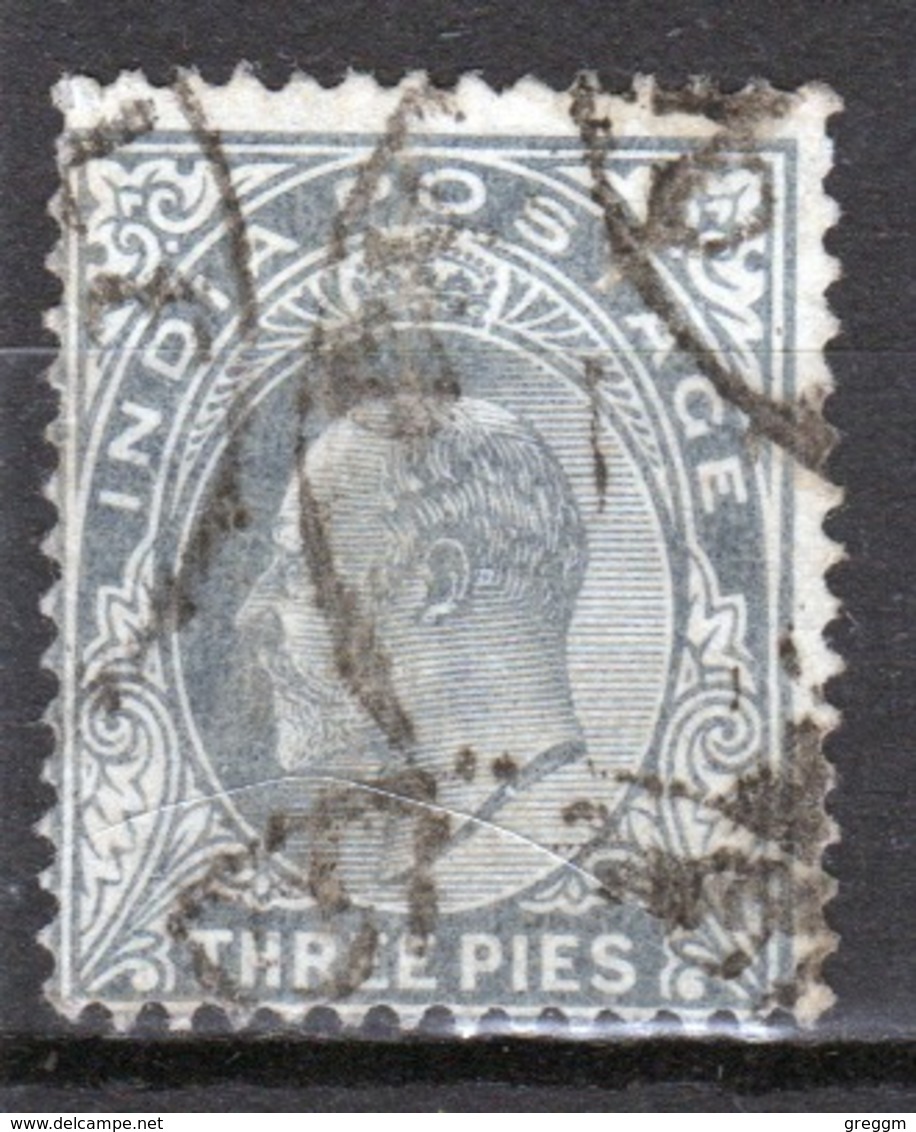 India 1902 King Edward VII  Three Pies Grey Used Stamp. - 1902-11 King Edward VII