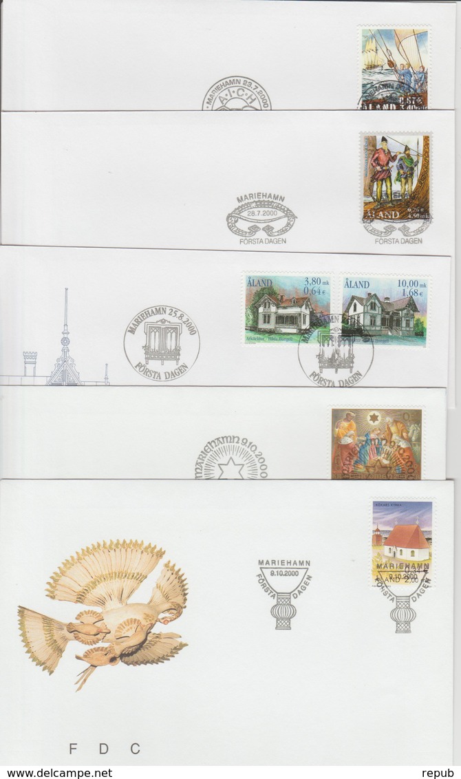 Aland 2000 Année Complète En FDC 10 Enveloppes - Aland