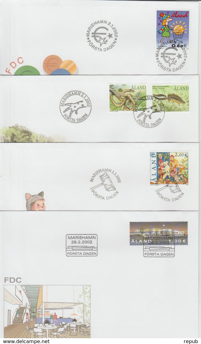 Aland 2002 Année Complète En FDC 11 Enveloppes - Aland