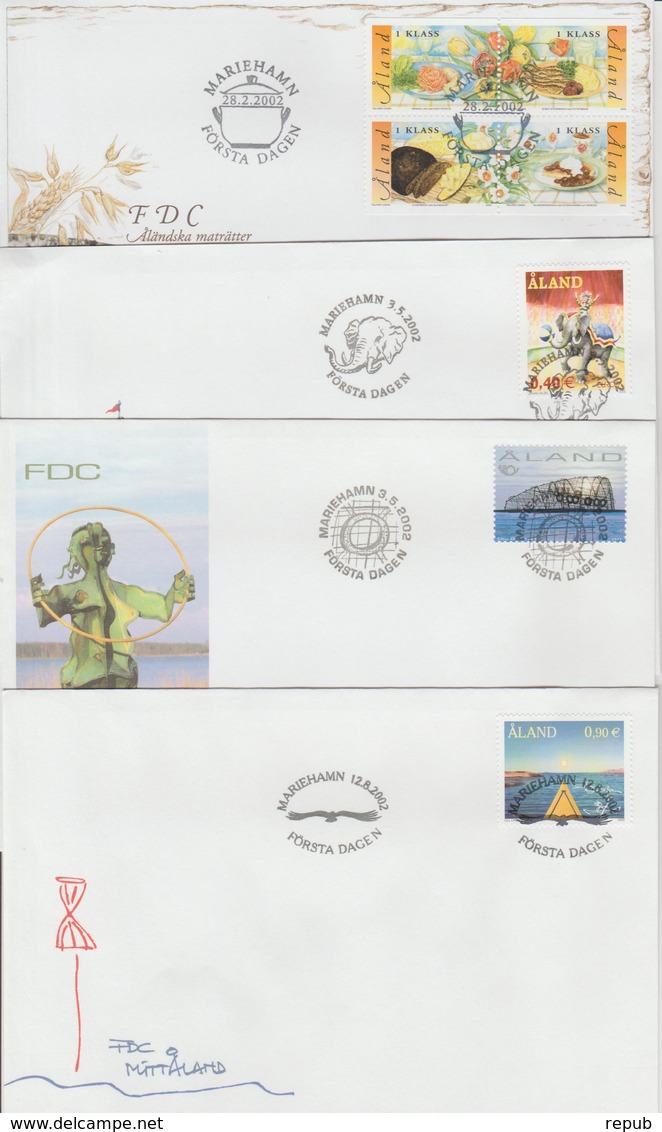 Aland 2002 Année Complète En FDC 11 Enveloppes - Aland