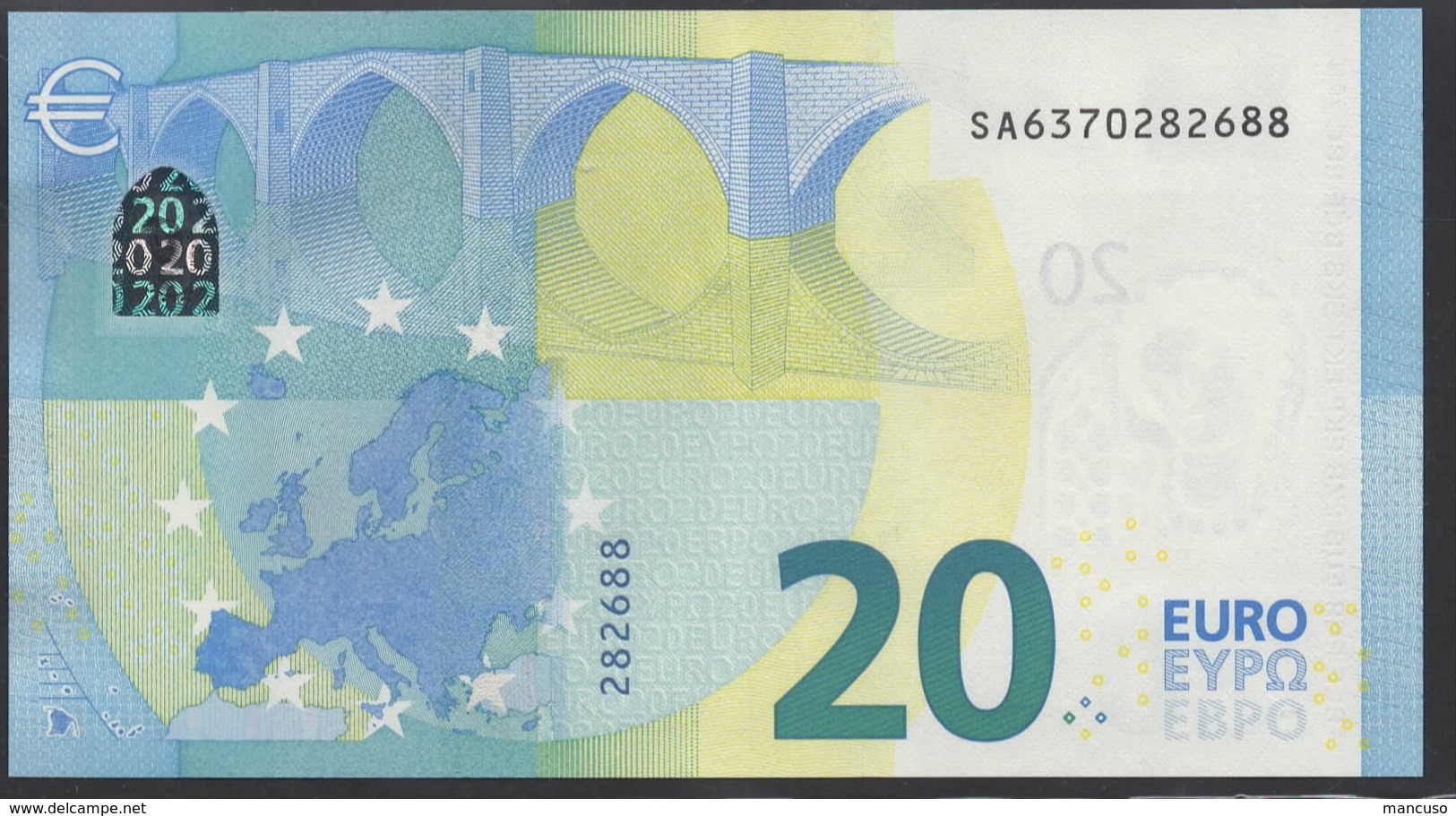 EURO 20  ITALIA SA S019  "37"  DRAGHI  UNC - 20 Euro