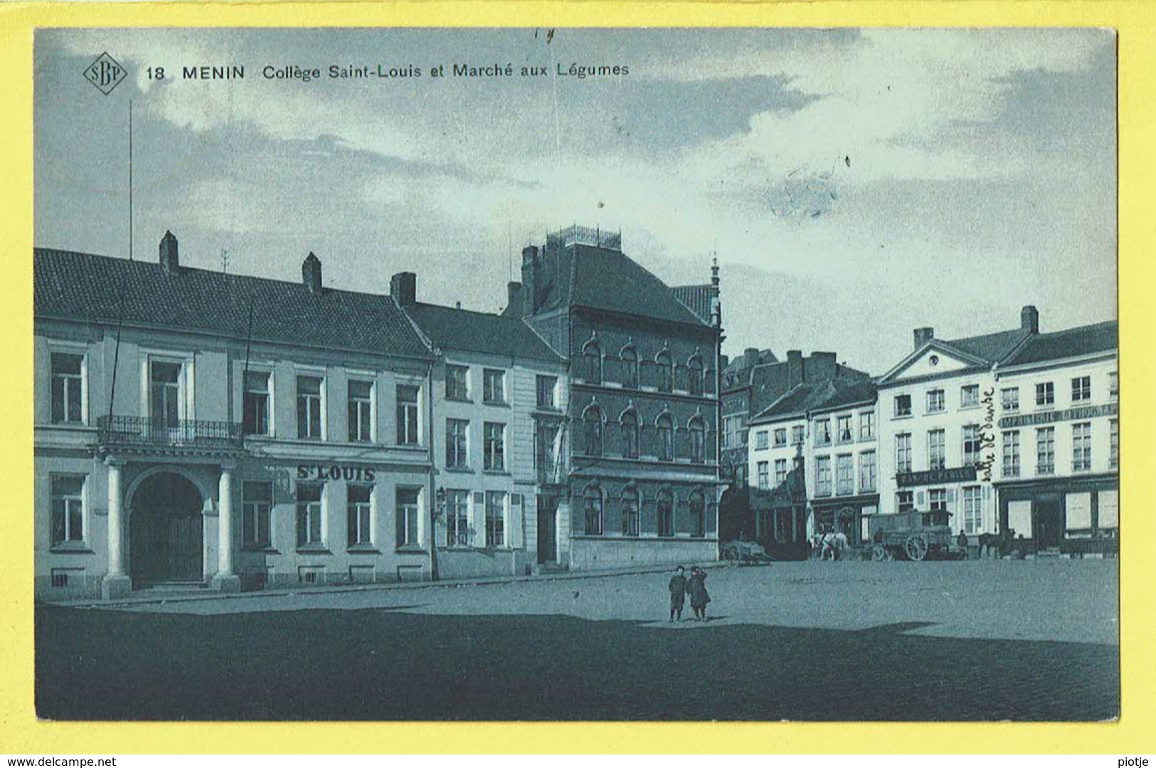 * Menen - Menin * (SBP, Nr 18) Collège Saint Louis Et Marché Aux Légumes, Imprimerie, Banque Perier, Animée, TOP - Menen