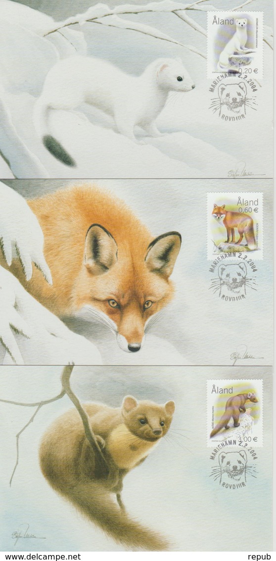 Aland 2004 Carte Maximum Animaux Prédateurs 229-231 3 Cartes - Aland