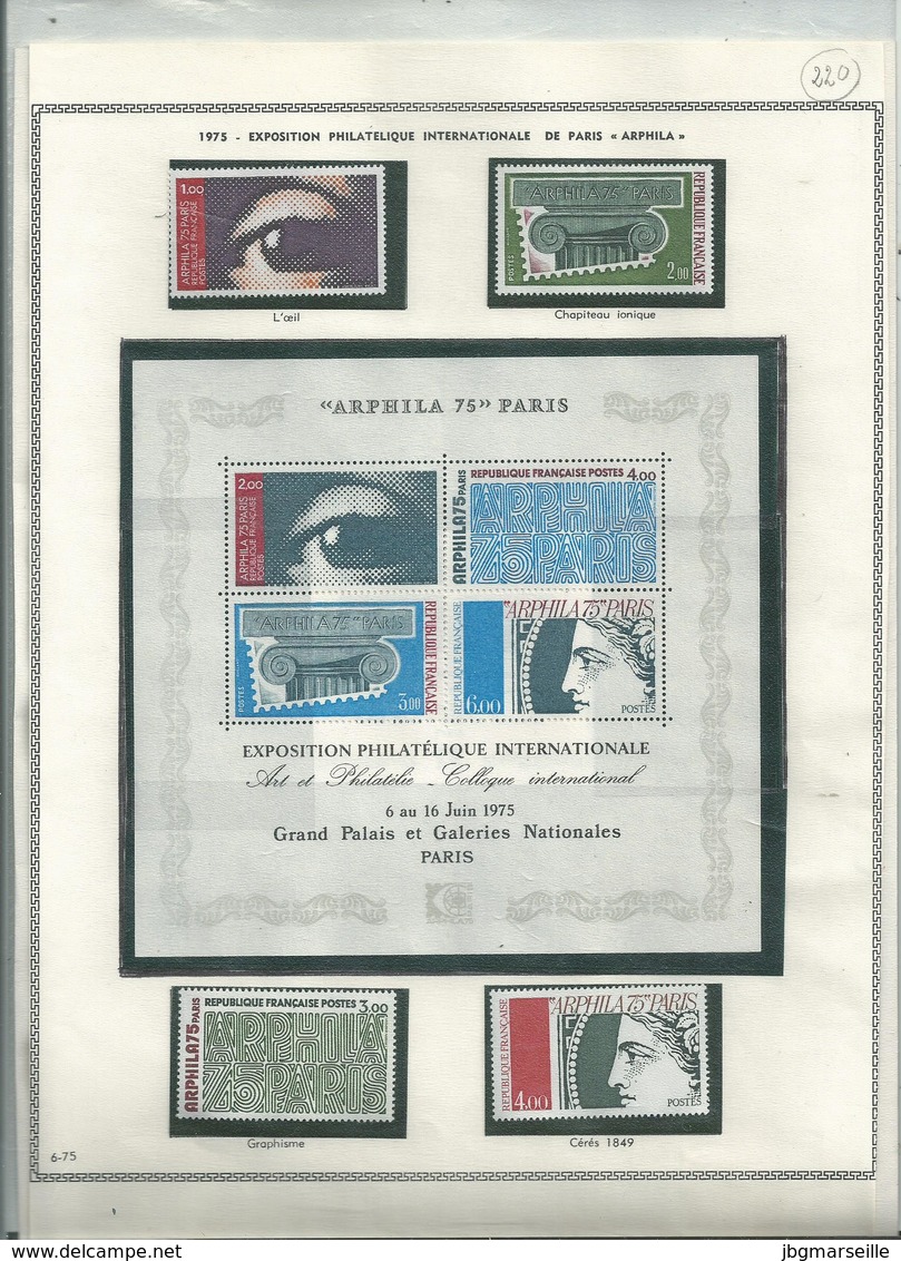 51 Timbres Neufs (sans Traces De Charniéres ) + 1 Bloc De 4  ARPHILA 75  ......sur 6 Feuilles D'album .....à Voir - Unused Stamps