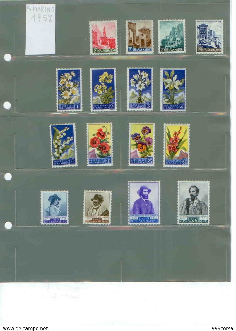 SAN MARINO, 1943, 1949, 1955, 1956, 1957, 1958, 1959, Lotto Di Francobolli Nuovi Perfetti, Varie Tematiche, 5 Scan - Nuovi