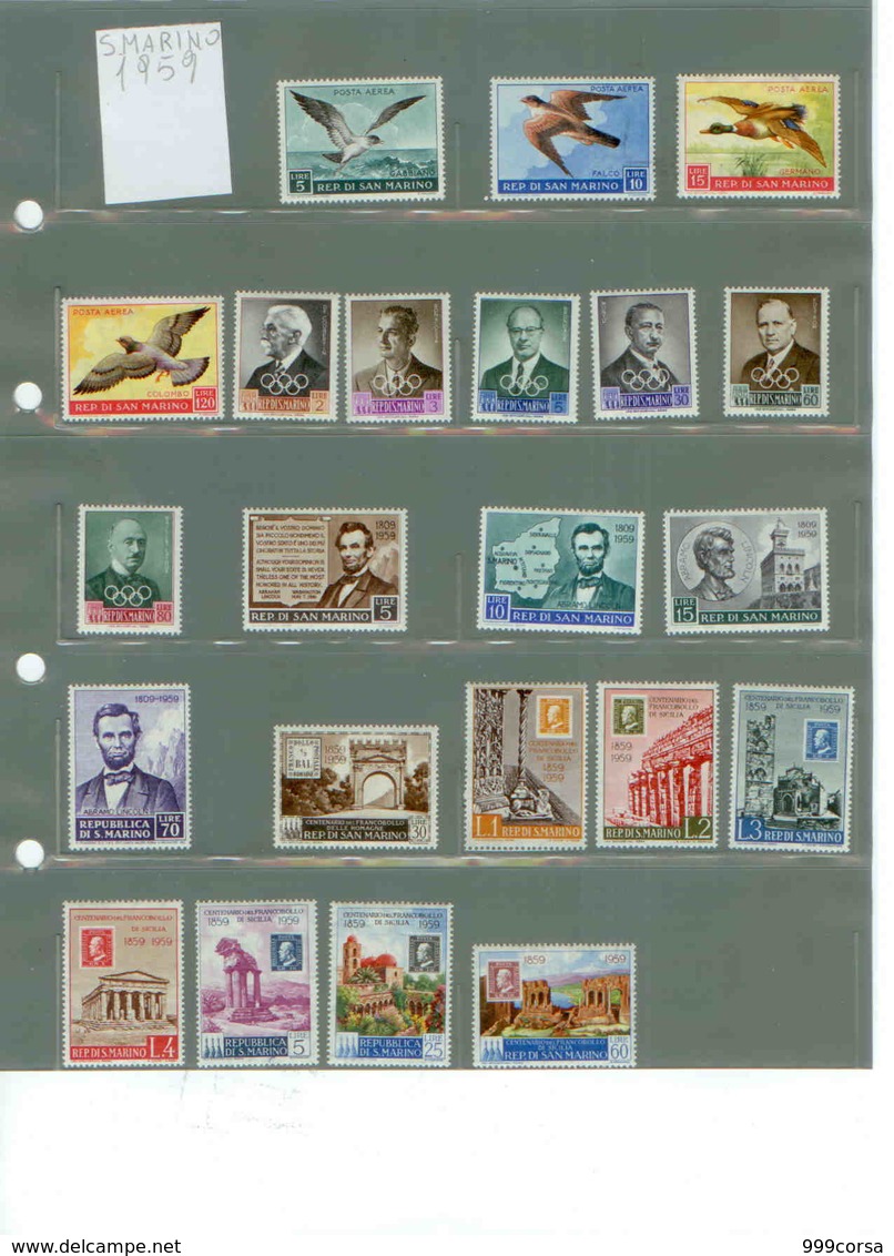 SAN MARINO, 1943, 1949, 1955, 1956, 1957, 1958, 1959, Lotto Di Francobolli Nuovi Perfetti, Varie Tematiche, 5 Scan - Nuovi