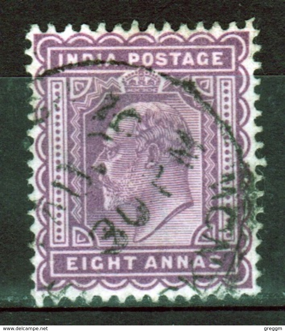 India 1902 King Edward VII Eight Anna Purple Used Stamp. - 1902-11 King Edward VII