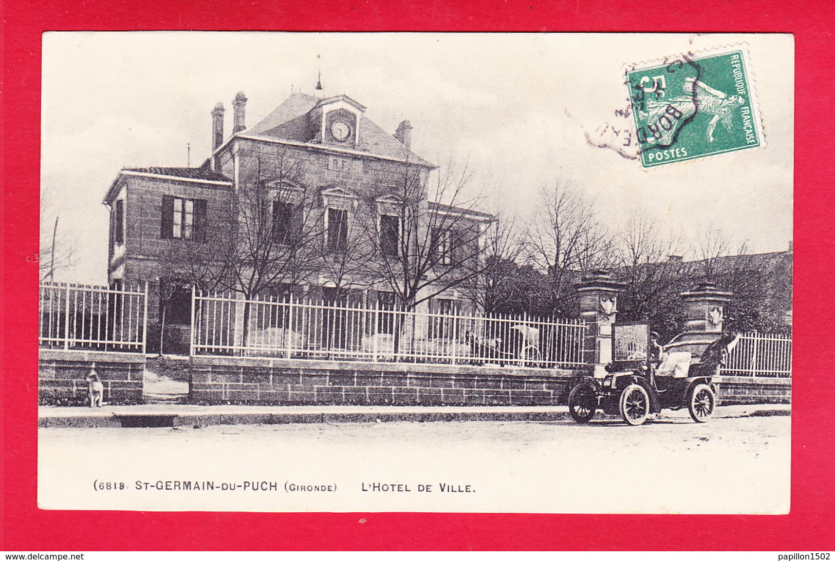 F-33-Saint Germain Du Puch-03Ph54  L'hôtel De Ville, Très Vieille Voiture, Cpa BE - Autres & Non Classés