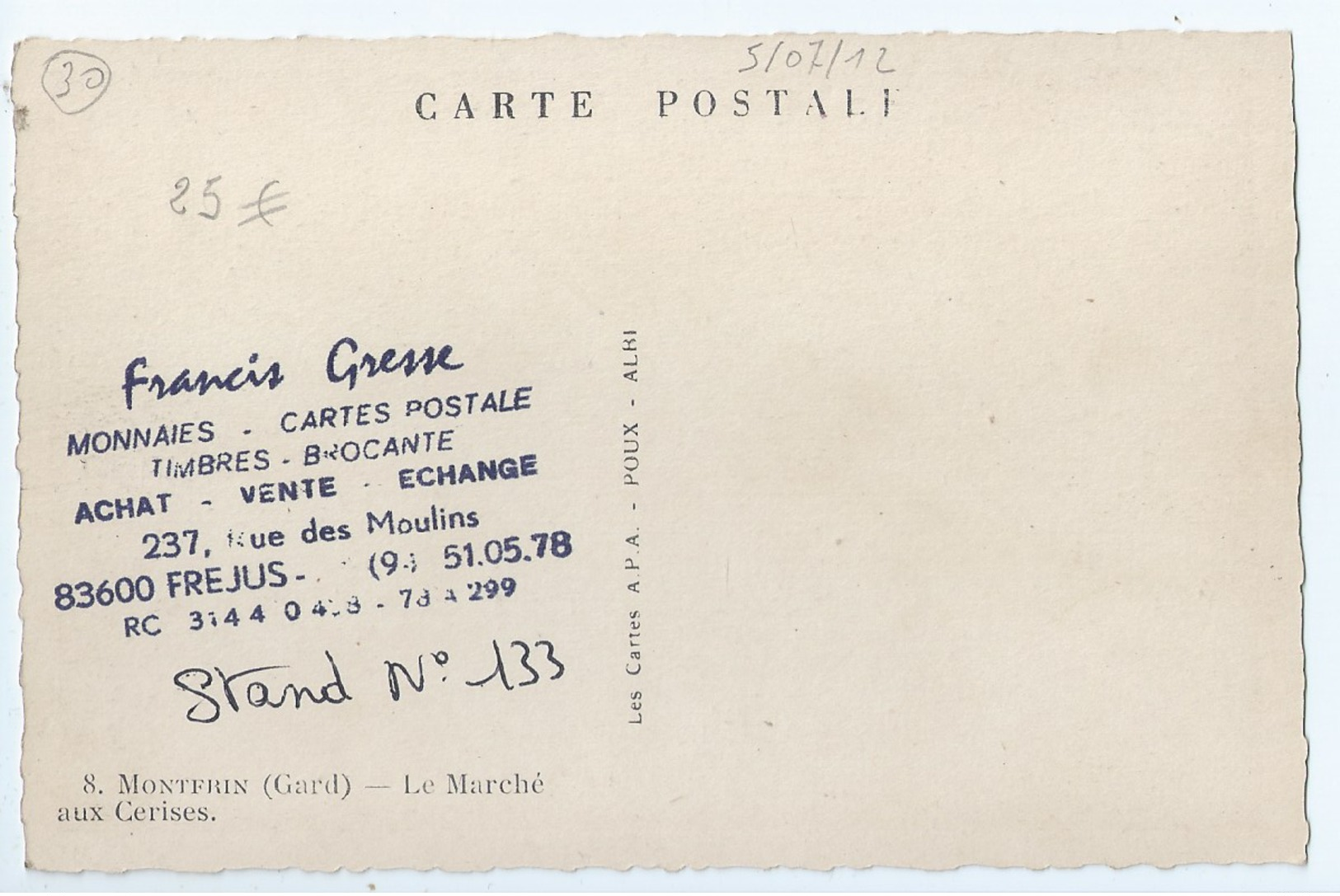 Cpa - Dpt  - Gard  - Montfrin   - Le Marche Aux Cerises     - Animation -  (  Selection  )  -    Rare  1950 - Autres & Non Classés