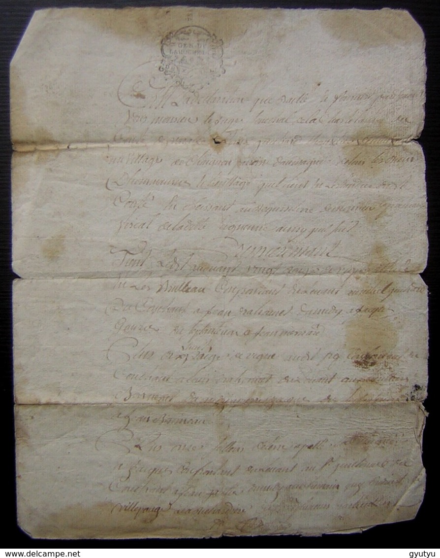 Généralité De La Rochelle Paroisse D'Aumagne, Village De Chaignon 1748 à Propos De Louis Guichard Tonnelier - Manuscrits