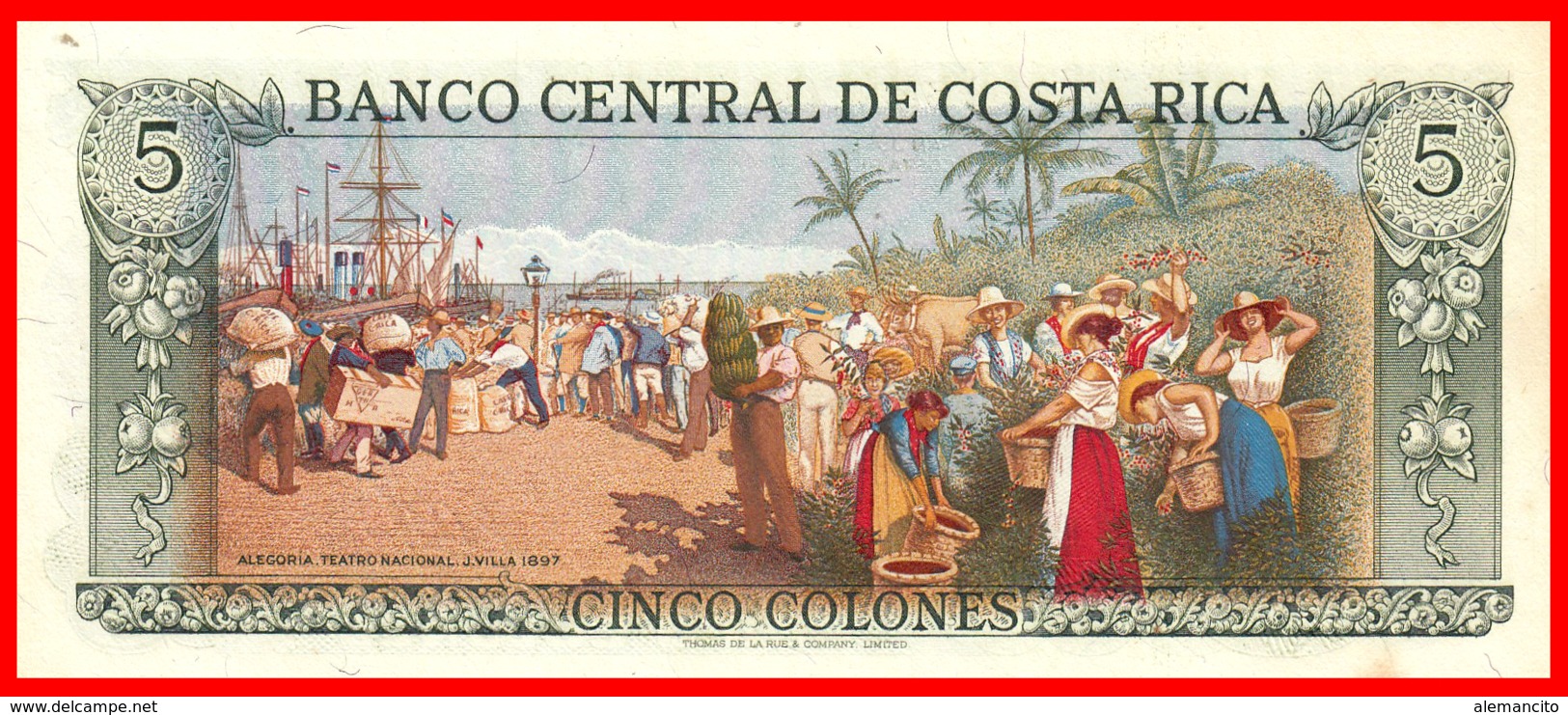 COSTA RICA BILLETE DE 5 COLONES DEL 15 DE ENERO DE 1992 PLANCHA - Costa Rica