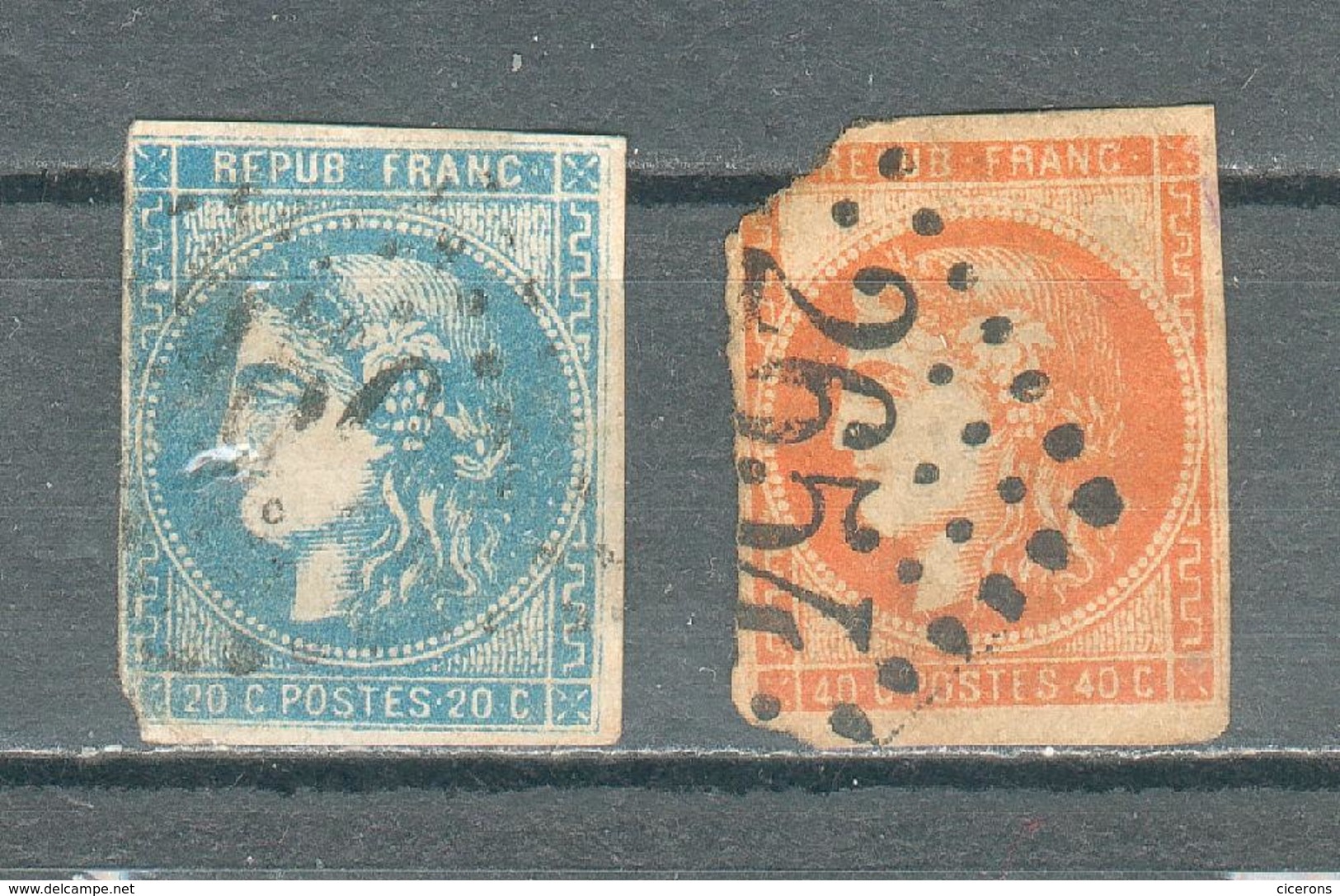 FRANCE ; Cérès " Bordeaux" ; 1870 ; Maury N°46 II Et 48 II ; Oblitéré - 1870 Emission De Bordeaux