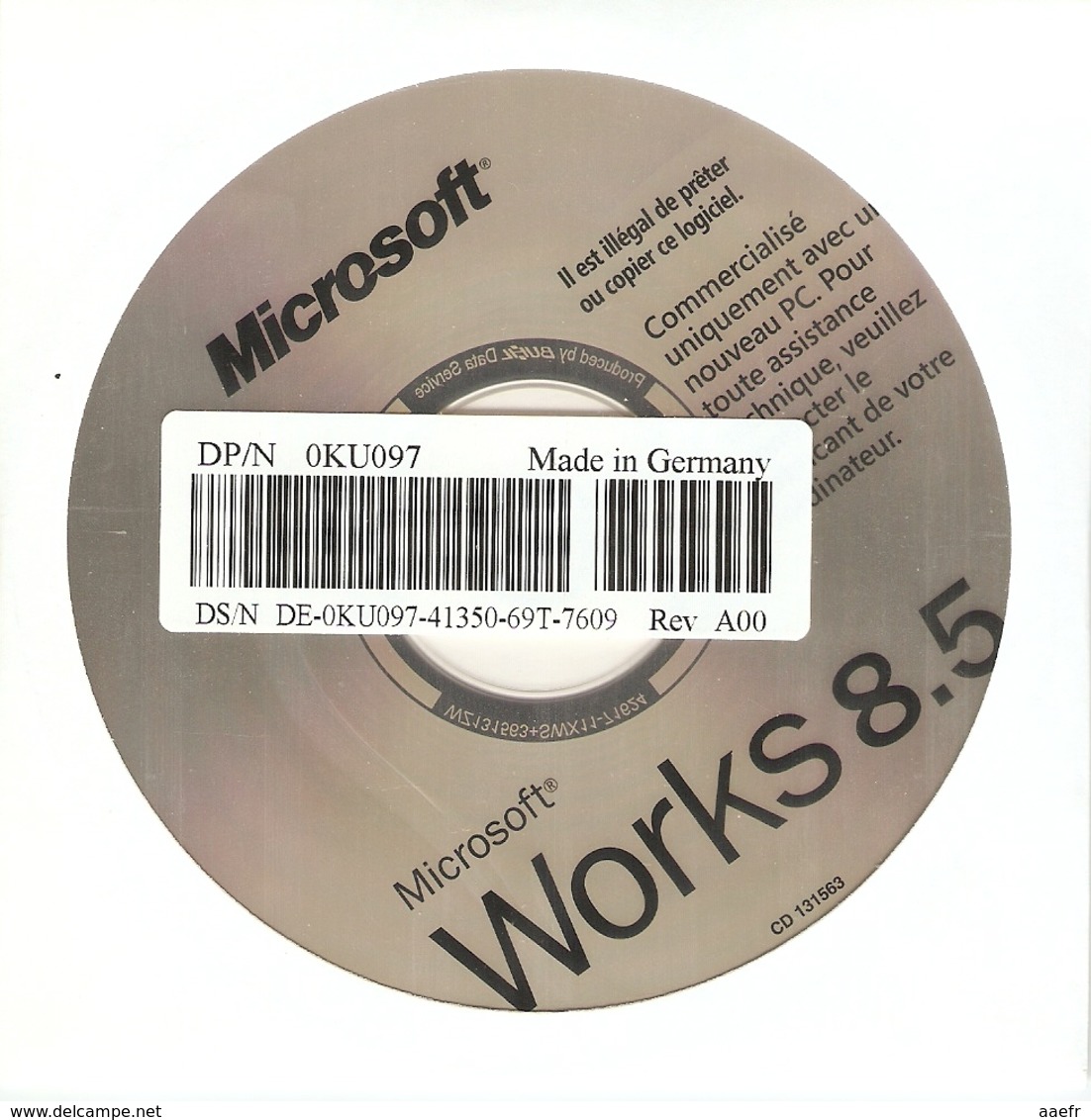 CD Microsoft Works 8.5 En Français - Traitement De Texte - OEM - CD