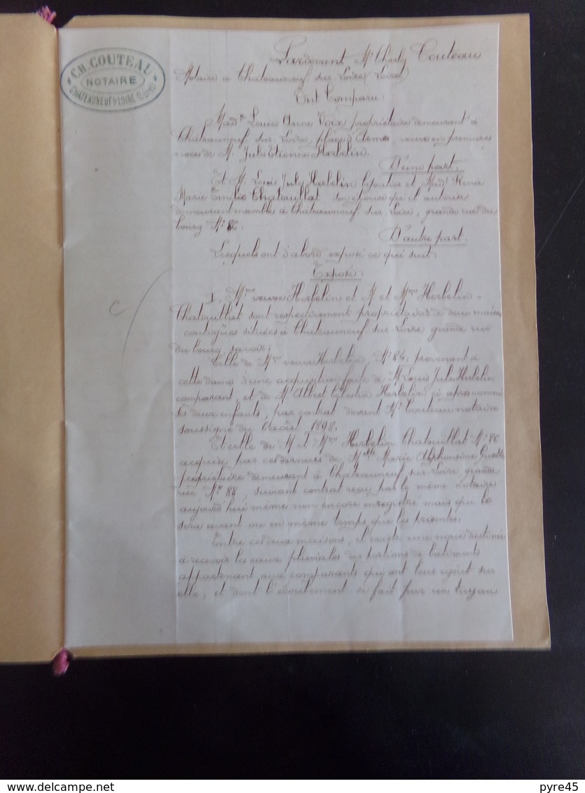 Acte Notarié Du 5 Mars 1907 " Conventions " Notaire Couteau à Chateauneuf-sur-Loire - Non Classés