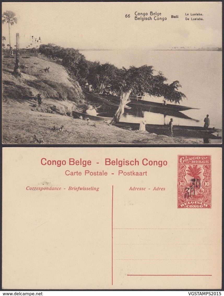 Congo Belge 1921 - EP 30C Sur 10C Vue Nº66 " BULI - Le Lualaba " Double Surcharge  (6G18225) DC1211 - Postwaardestukken