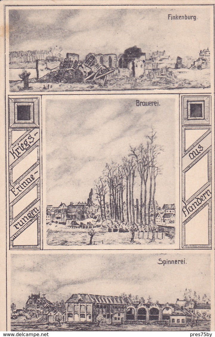 59 - ... Frélinghien Spinnerei Brauerei Brasserie Zeichnung   Carte Allemande - Autres & Non Classés