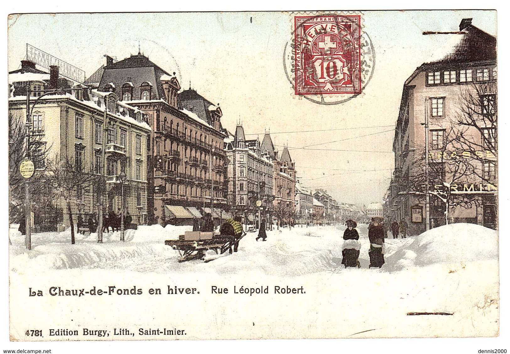La Chaux-de-Fonds En Hiver - Rue Léopold Robert - Ed. Buggy, Saint-Imier - Autres & Non Classés