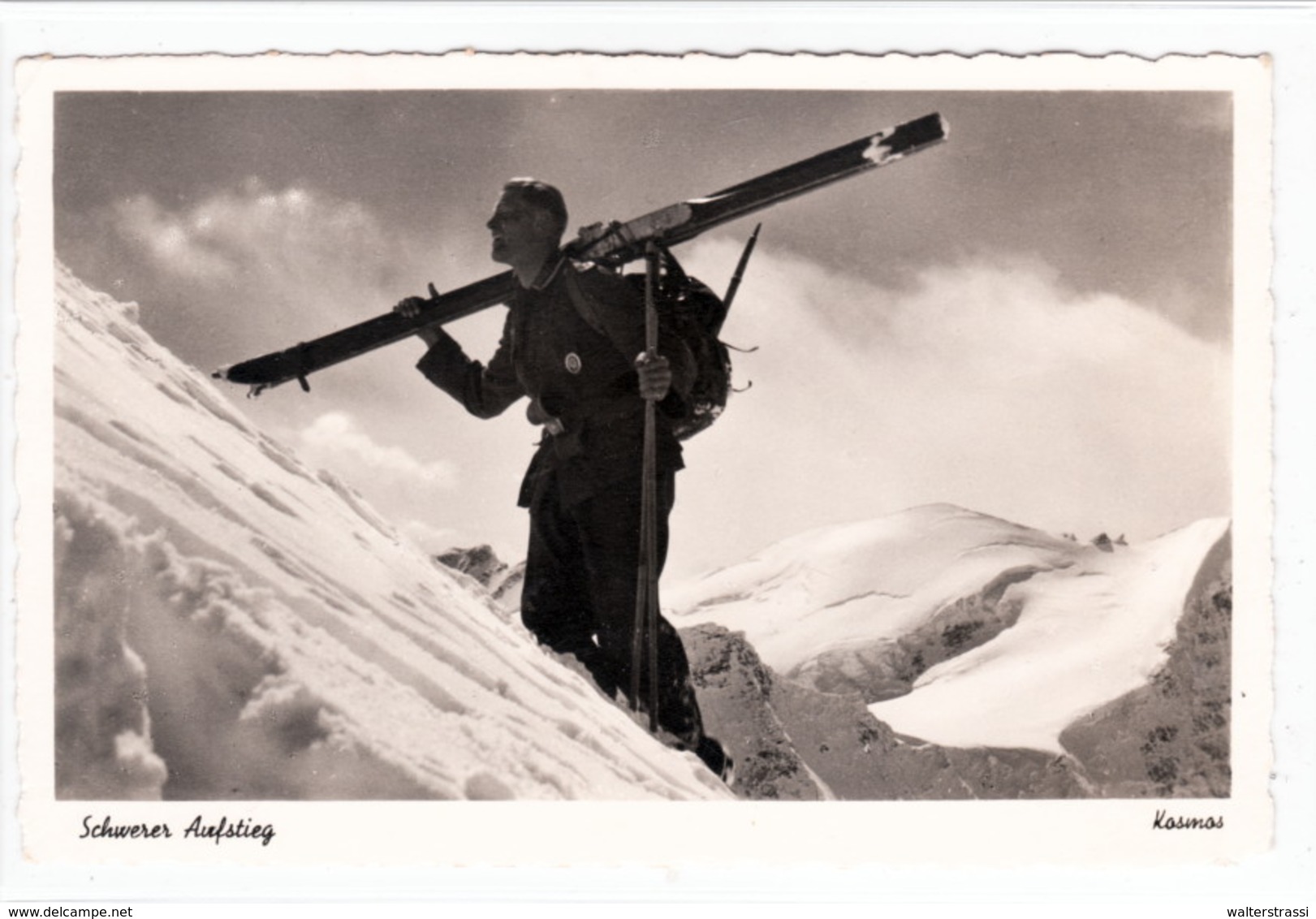 Propaganda Karte , " Schwerer Aufstieg " Soldat Mit Skier - Weltkrieg 1939-45