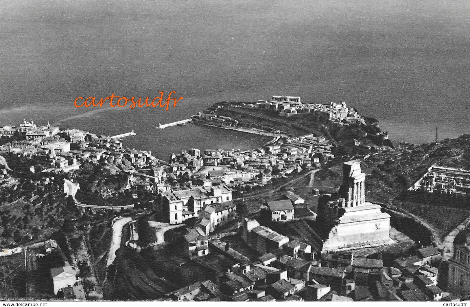 MONACO - MONTE CARLO - VUE AERIENNE TROPHE D'AUGUSTE LA TURBIE ET LA PRINCIPAUTE PLAN PAS COURANT - PUB AIR FRANCE - Autres & Non Classés