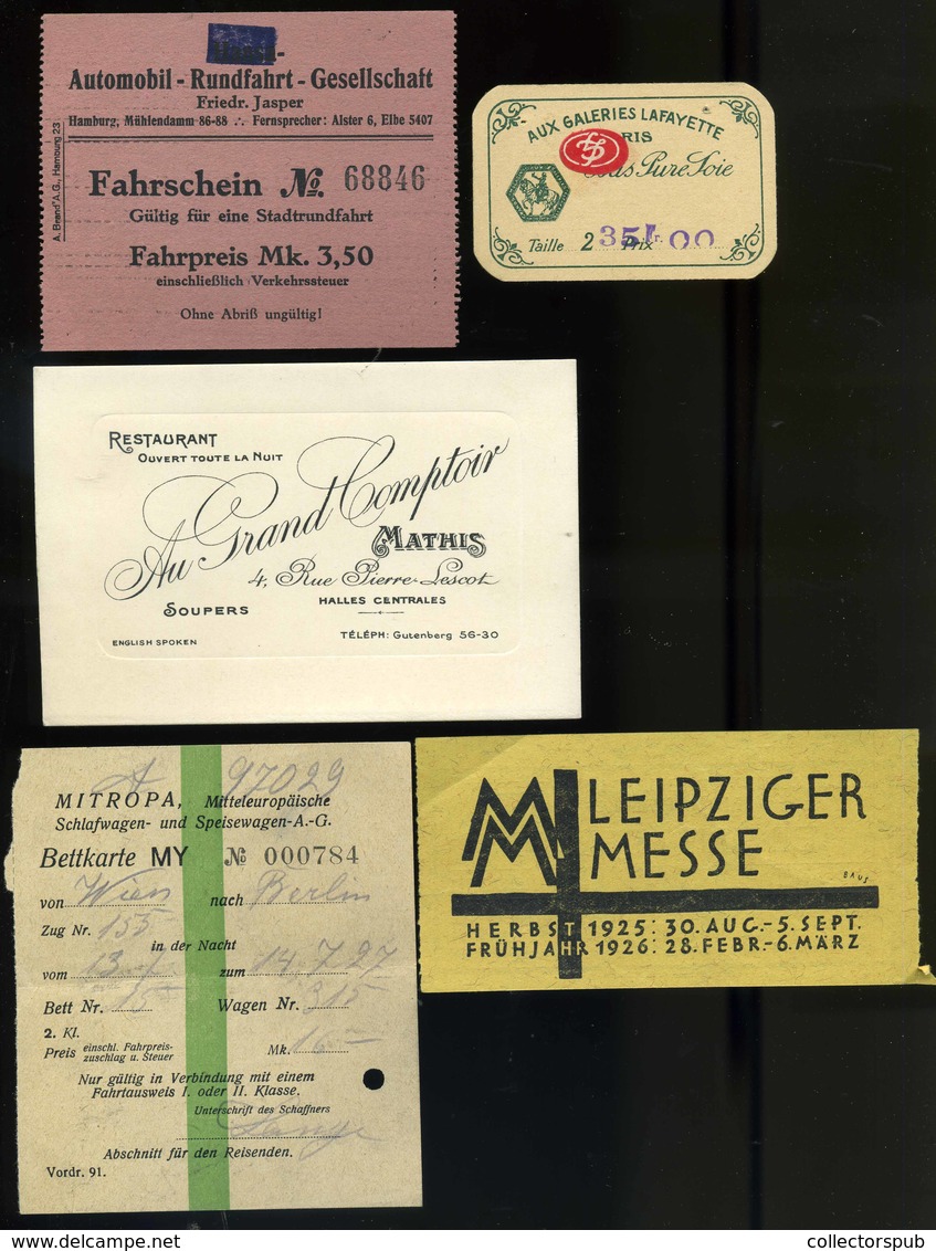 EUROPA 1920-30. Cca. Vintage Tickets And Others, Interesting Small Mix Lot - Zonder Classificatie