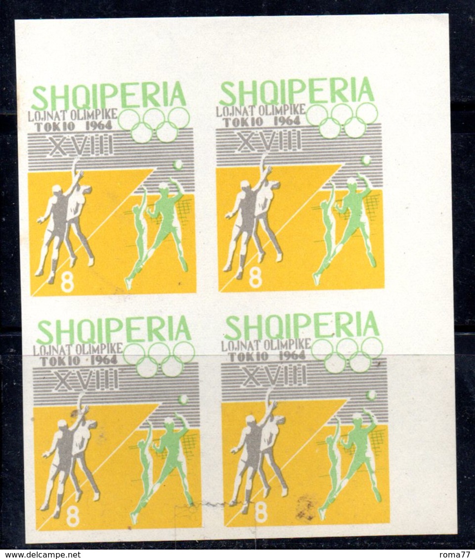 ETP149A - ALBANIA 1964 , Yvert N. 714 *** MNH QUARTINA NON DENTELLATA . HANDBALL - Pallavolo