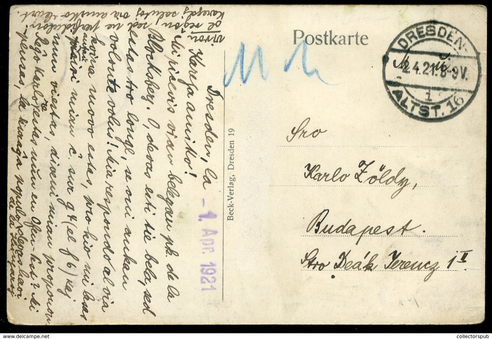 GERMANY Deresden 1921. Inflation Postcard To Hungary - Other & Unclassified
