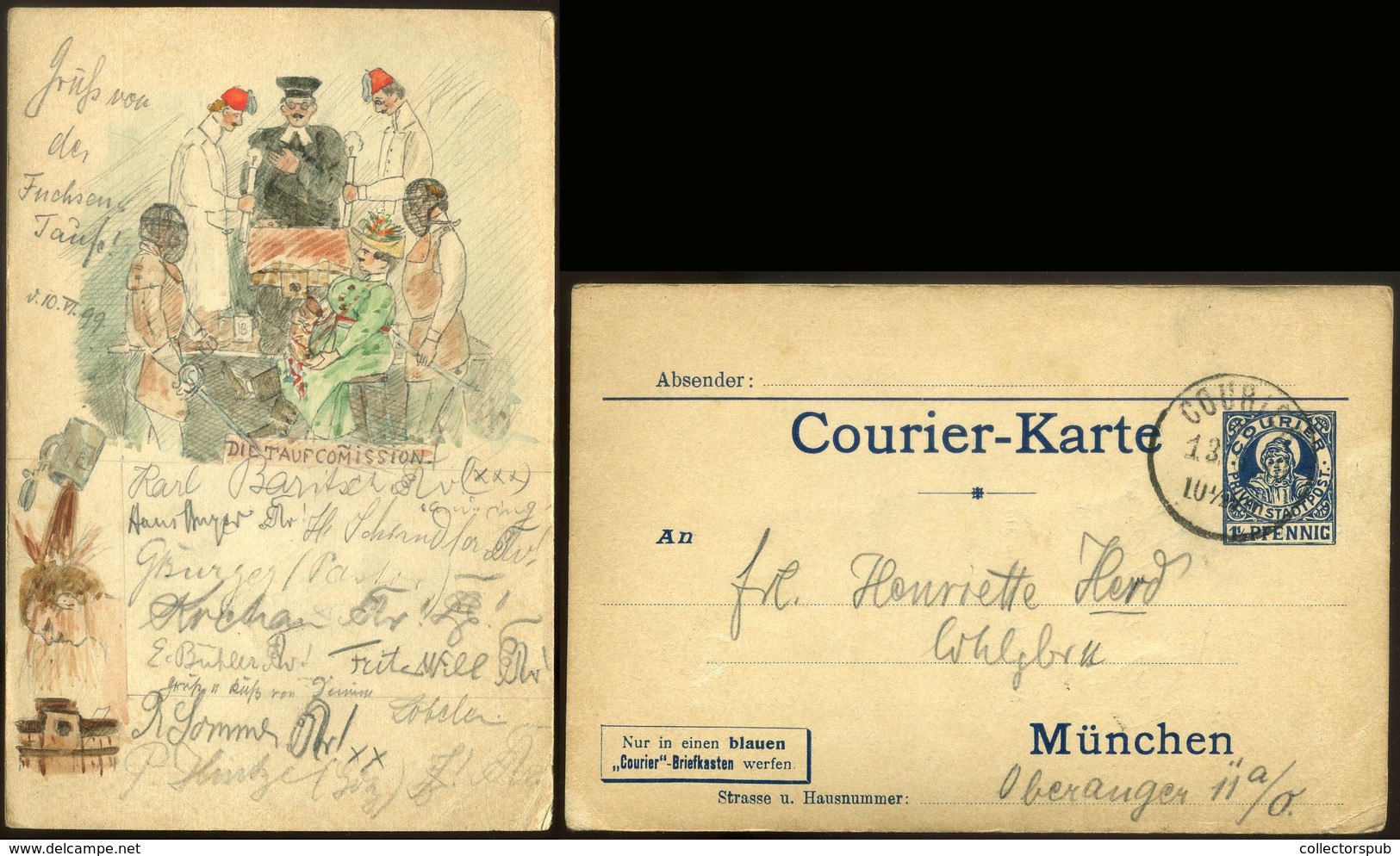 GERMANY BAYERN 1898. Hand Painted, Stationery Card , Local  Courirer Karte R! - Other & Unclassified