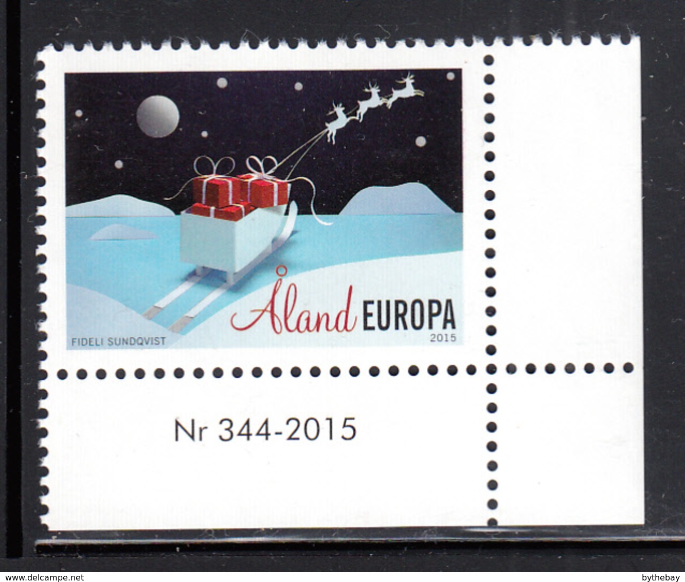 Aland 2015 MNH Christmas Sleigh, Gifts, Reindeer - Numbered Margin Copy - Aland