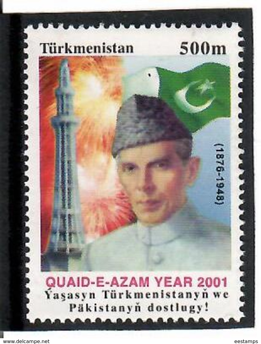 Turkmenistan. 2001 Quaid-E-Azam Year 2001 (J.w Pakistan). 1v : 500m   Michel # 153 - Turkménistan