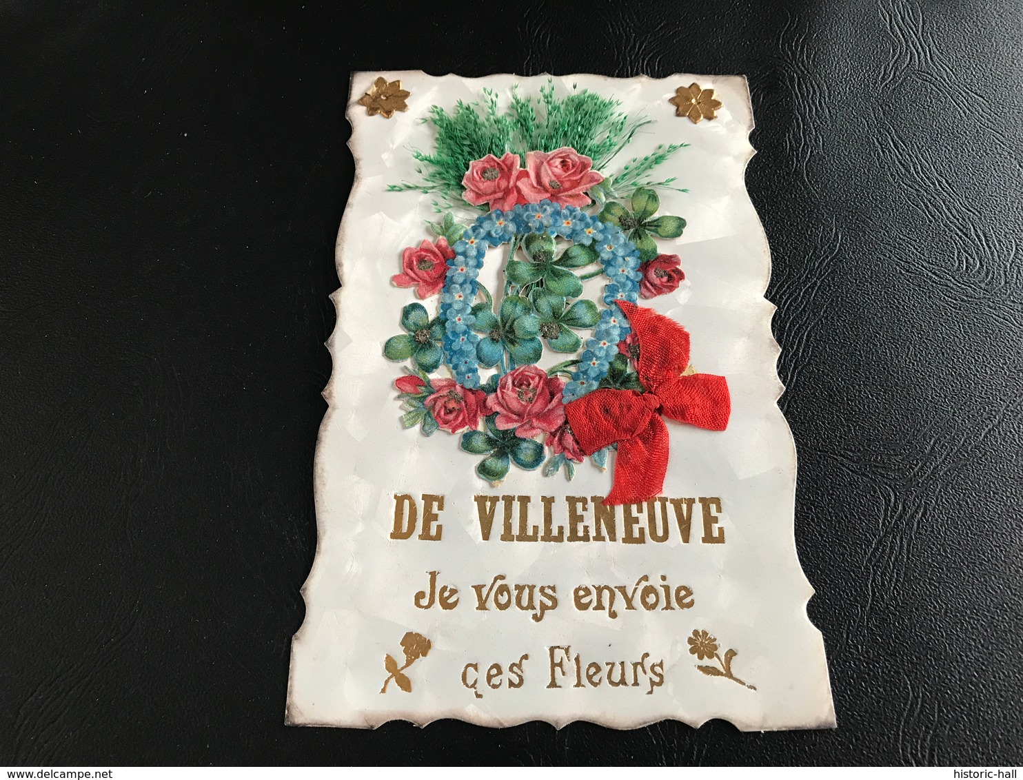 DE VILLENEUVE (Ain ? Tampon AMBERIEUX EN DOMBES) Je Vous Envoie Ces Fleurs - 1908 Timbrée - (relief...) - Non Classés