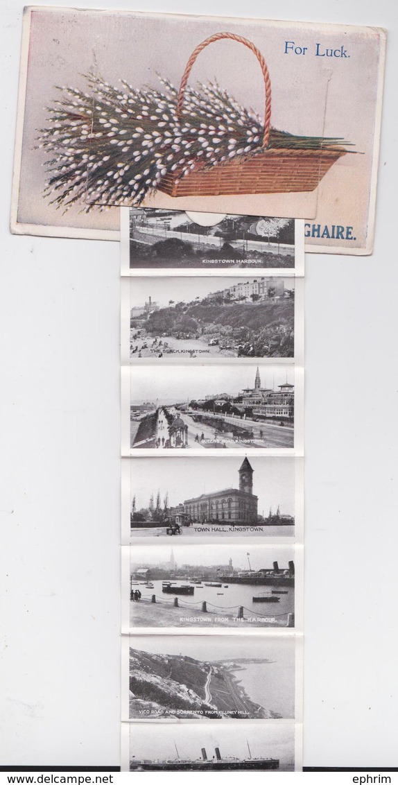 For Luck From DUN LAOGHAIRE (Kingstown Eire) - Multiview Vintage System Pocket Novelty Post Card 1924 - 12 Pictures - Dublin