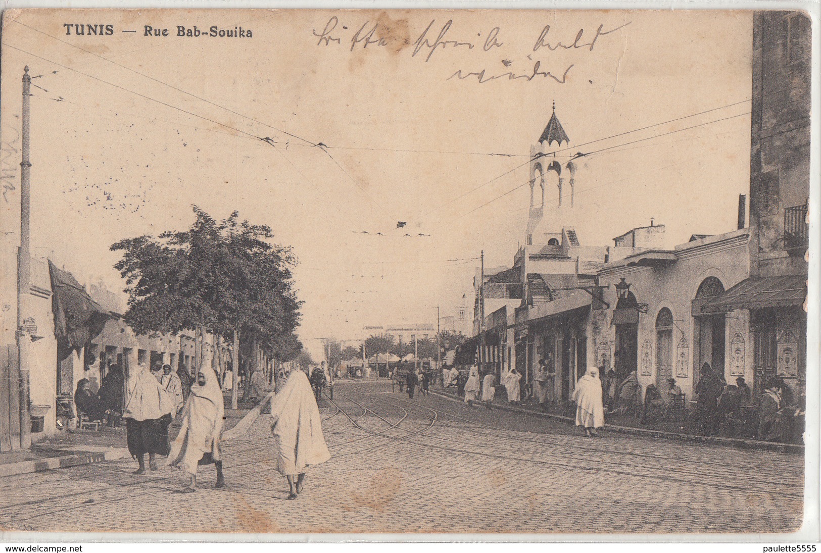 CPA- AFRIQUE TUNISIE- TUNIS Rue Bab-SouiKa- 1911- 2scans - Tunisie