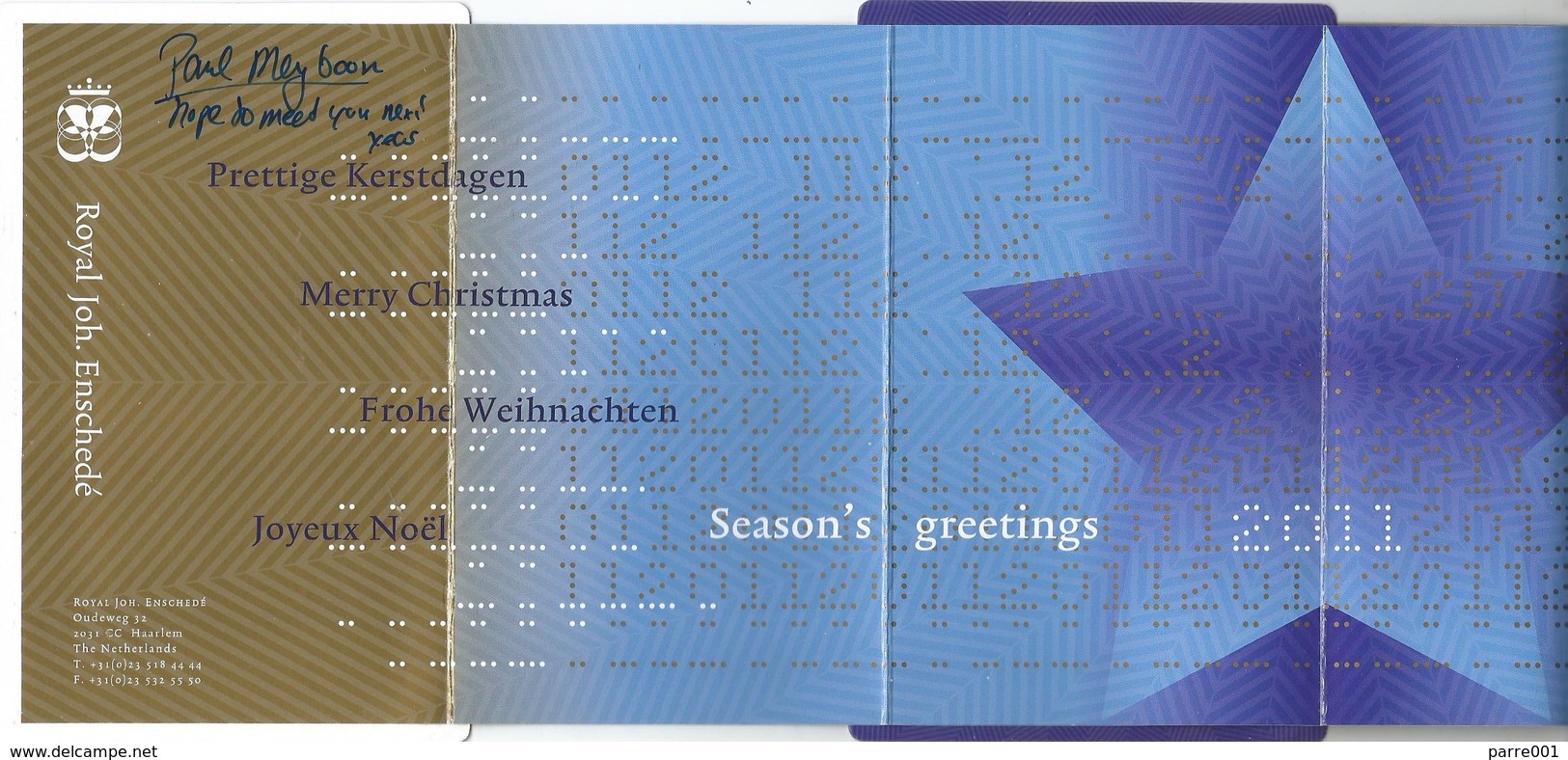 Nederland Netherlands 2010 Amsterdam Royal Joh. Enschedé Printers Xmas Cover To Cameroun - Briefe U. Dokumente