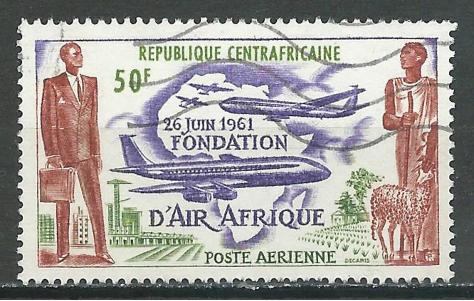 Centrafricaine Rép. Poste Aérienne YT N°5 Fondation D'Air Afrique Oblitéré ° - Centrafricaine (République)