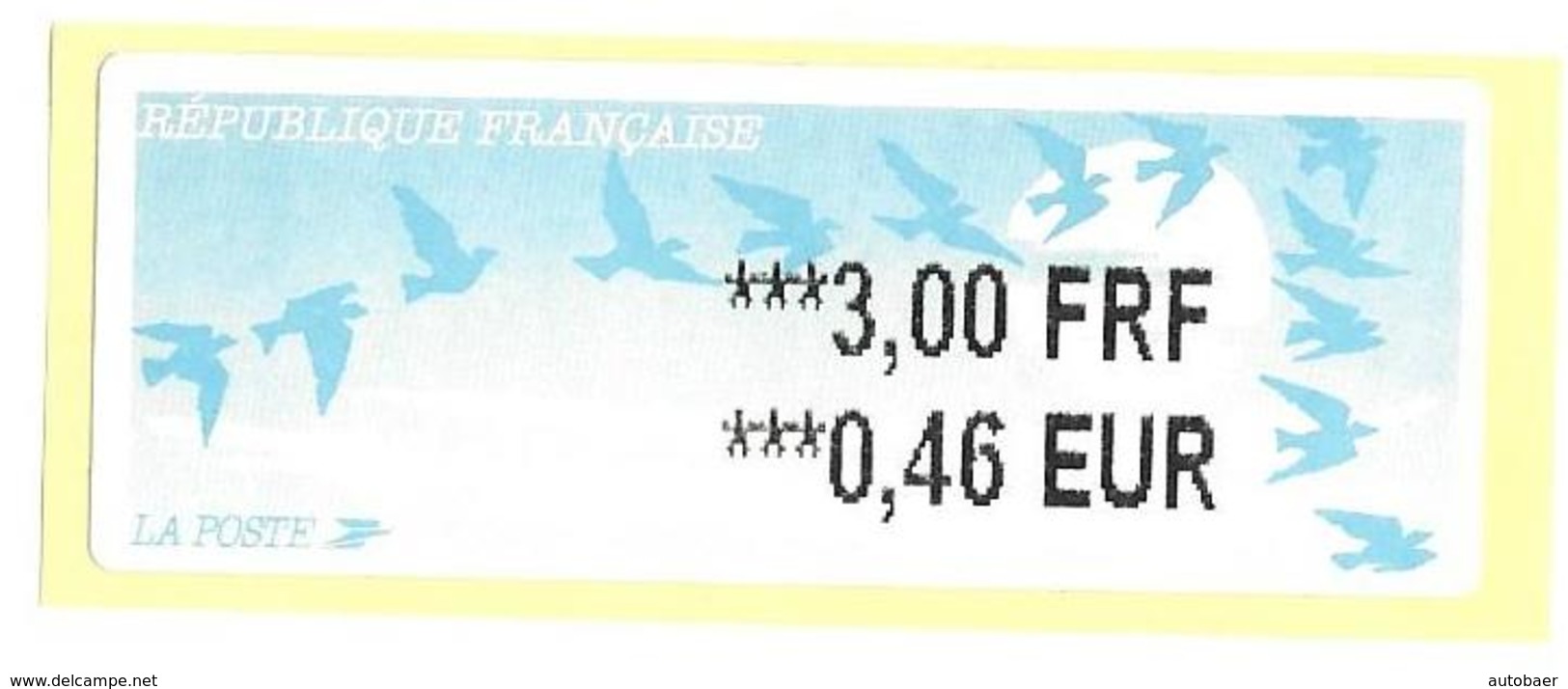 Frankreich France Oiseaux De Jubert Vogelzug MNH Neuf Mint Postfrisch ** ATM 1999 3,00 FRF/0,46 EUR Encre Noir ! - 1990 Type « Oiseaux De Jubert »