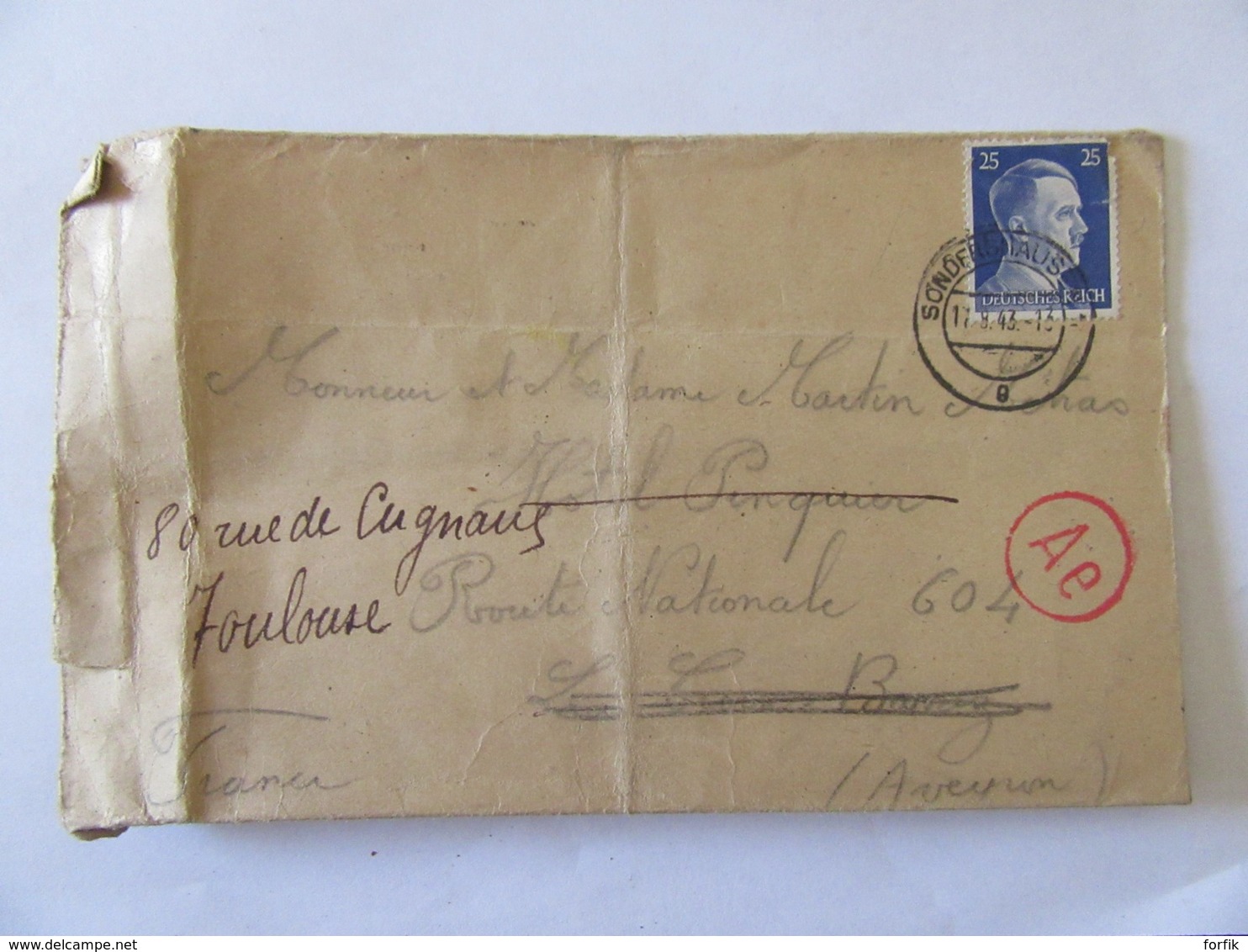 Empire Allemand / Deutches Reich - Enveloppe Vers France Datée Du 17 Août 1943 - Lettres & Documents