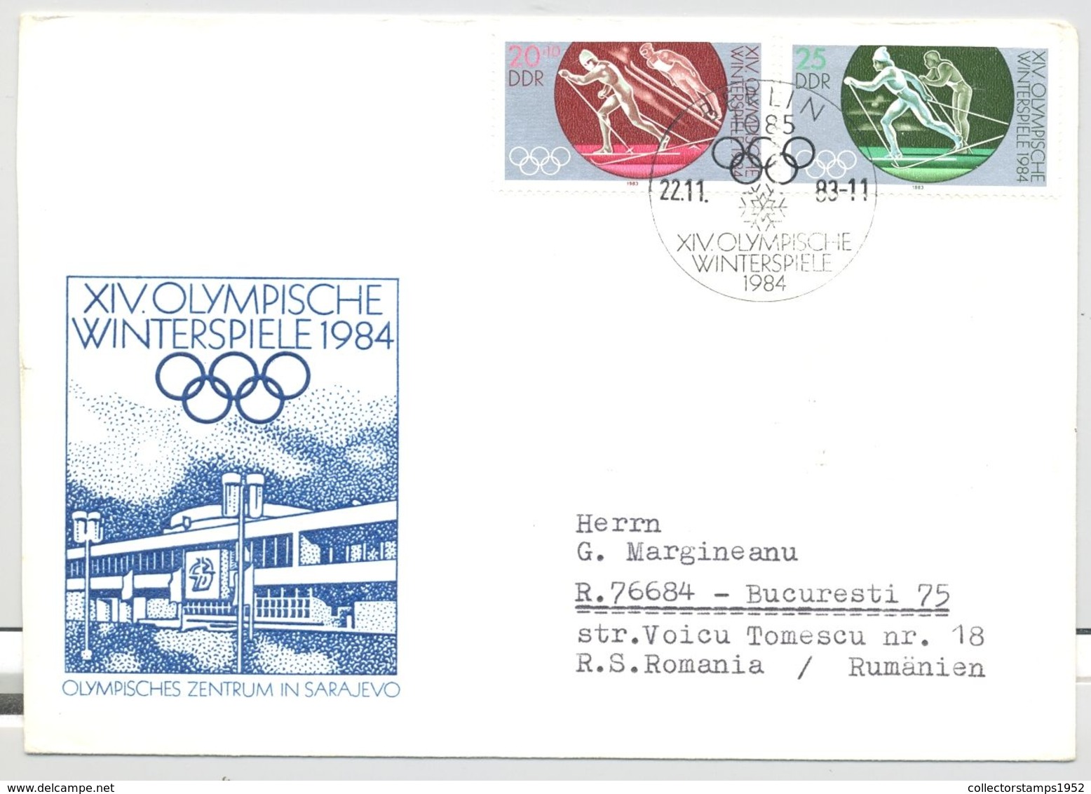 74682- OLYMPIC VILLAGE, SARAJEVO'84 WINTER OLYMPIC GAMES, SPECIAL COVER, 1984, GERMANY-DDR - Hiver 1984: Sarajevo