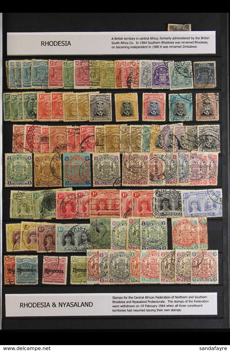 THE RHODESIAS COLLECTION / ACCUMULATION Housed In A Large Stock Book, We See A Page Of BSAC Issues With 1910-13 Double H - Altri & Non Classificati