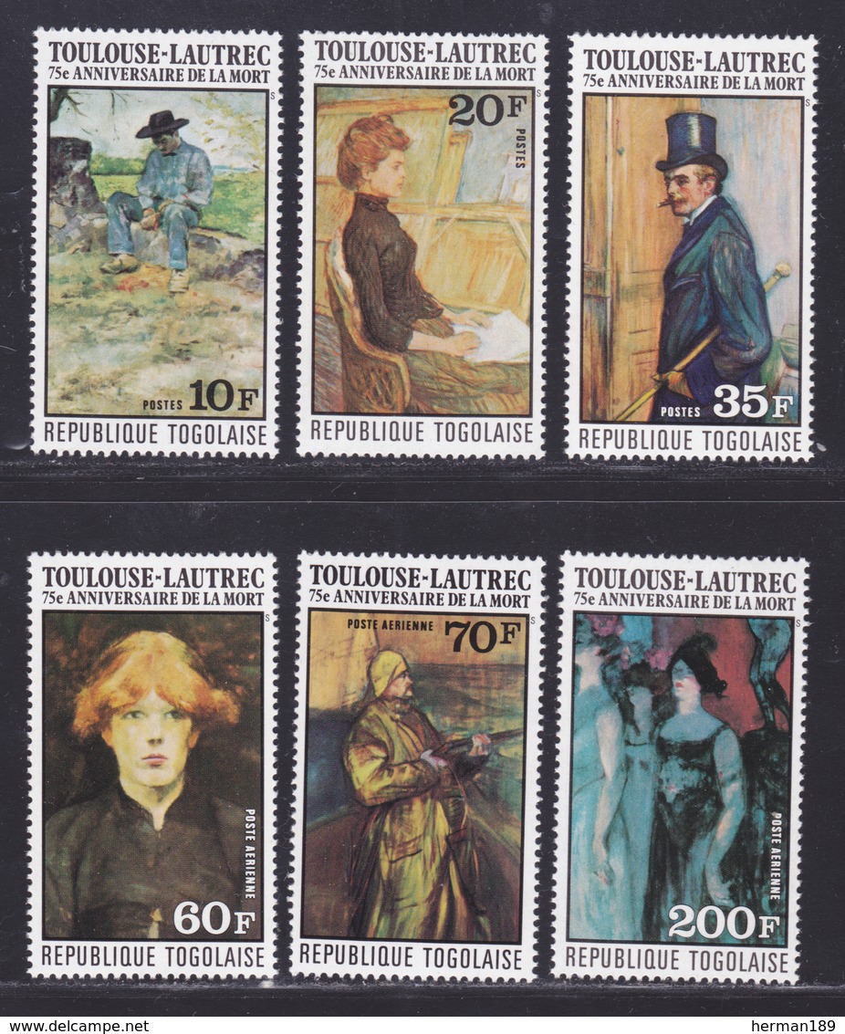 TOGO N°  876 à 878, AERIENS 293 à 295 ** MNH Neufs Sans Trace De Charnière, TB (D7862) Tableaux Toulouse Lautrec - 1976 - Togo (1960-...)